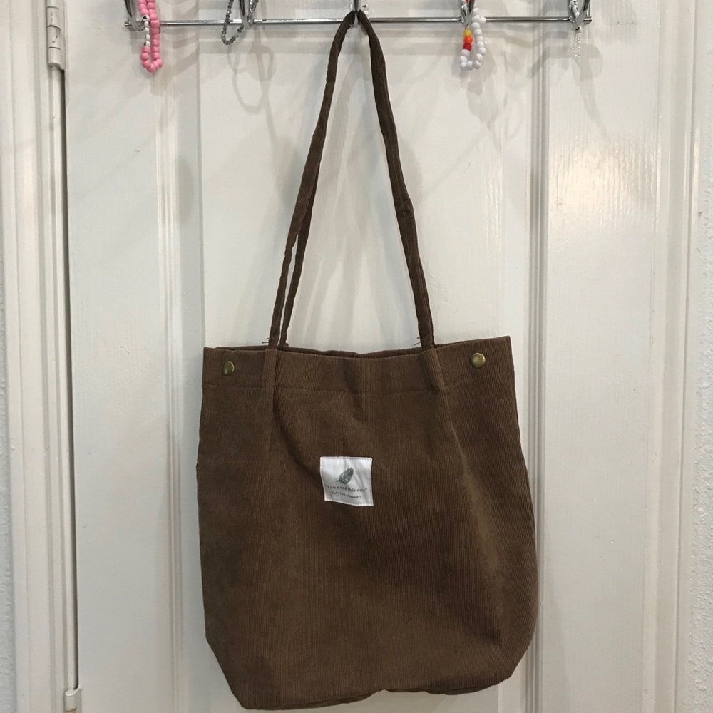 corduroy brown tote bag